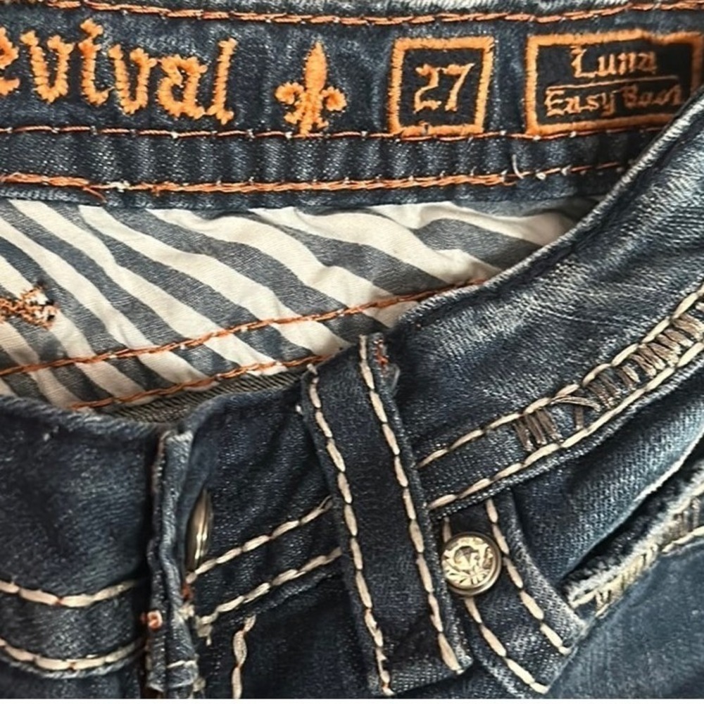 Rock Revival Blue Jeans with Contrast Stitching - Picture 3 of 3